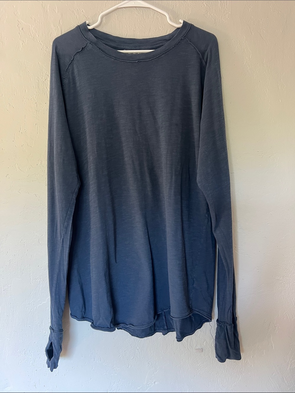 We The Free 100% cotton oversized heather navy long sleeve